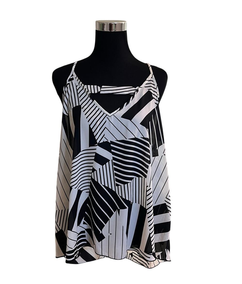 NWT Fashion Nova Women's You Decide Printed Cami White Black Size 1X